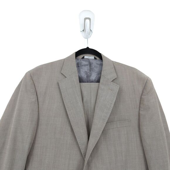 Ted Baker Men 44 L Long Jay CT Suit Brown Trim Fit Wool Flat Front Trousers FLAW - Picture 2 of 13